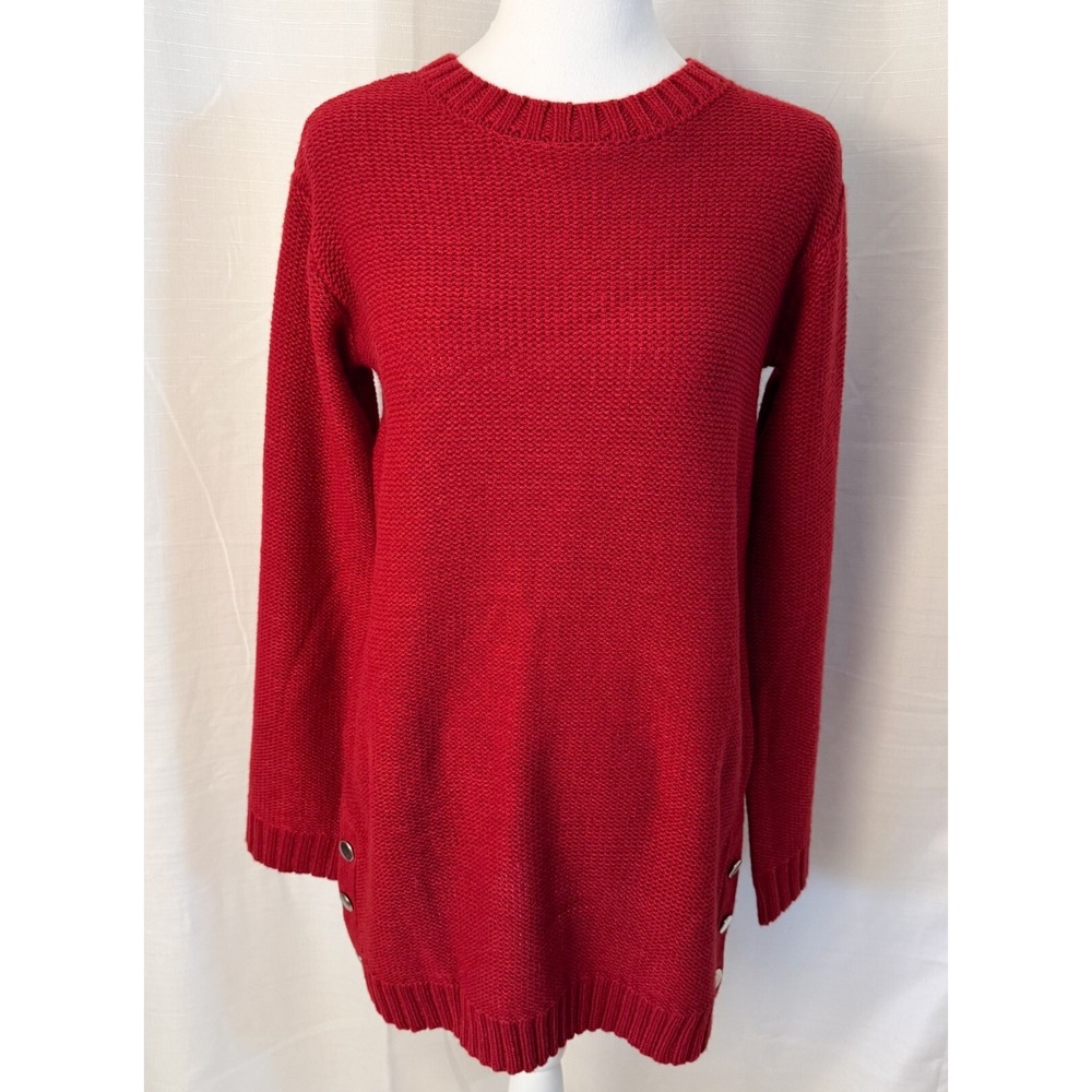 BB Dakota Steve Madden Snap Happy Tunic Sweater Maroon Women's S NWT Crewneck